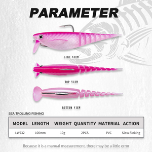 Señuelo de Pesca Ajustable Tipo Minnow de Doble Ala, 100mm, 10g, 3.94 Pulgadas, con Anzuelos Pre-ensartados, Anzuelo Crank, Cebo Suave de PVC para Pesca en Agua Salada - Product Image 2