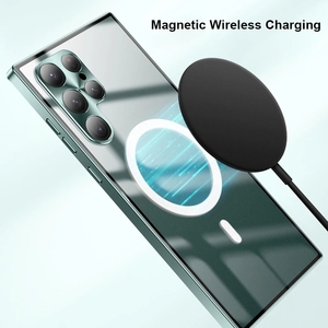 Custodia di ricarica Wireless magnetica per Samsung Galaxy S23 Ultra S22 Plus <span class=keywords><strong>S21</strong></span> custodia per telefono <span class=keywords><strong>trasparente</strong></span> in alluminio con paraurti in metallo - Product Image 4