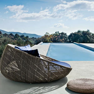 Sofá <span class=keywords><strong>Cama</strong></span> Metálico para Exterior, Tumbona Reclinable Doble para Patio, Balcón, Terraza, con Cojines Mediterráneos - Product Image 6