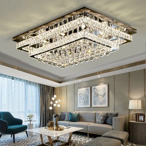 Lampadario Moderno di Lusso in Cristallo K9 PM, Lampada da Soffitto in Acciaio Inox per <span class=keywords><strong>Soggiorno</strong></span>, Illuminazione LED Rettangolare per Sala da Pranzo - Product Image 6
