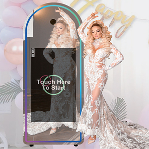 Cabina de Fotos Portátil <span class=keywords><strong>360</strong></span> con Anillo de Luz LED, Cabina de Selfies para Bodas, Fiestas y Eventos, Kiosco Inteligente con Pantalla Táctil, Espejo Mágico - Product Image 1