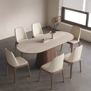 Retro đen óc chó rắn gỗ bàn ăn ghế kết hợp hình chữ nhật đá tấm bảng - Product Image 2