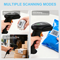 Escáner de Código de Barras 2D Portátil, Lector de Códigos QR Inalámbrico, Escáner Manual con LED de 3000k, Distancia de Lectura de 30-300 mm para Sistema POS