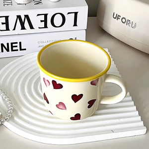 High Quality Factory Sale Ceramic Cartoon Pattern Stoneware <b>Mug</b> Milk <b>Mug</b> Yellow Rim Food Safe <b>Reusable</b> Presents Gift - Product Image 2