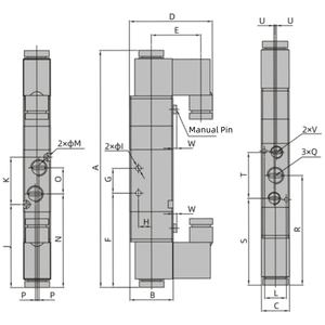 صمام كهرومغناطيسي يعمل بالتحكم اليدوي من سلسلة JVC 5/<span class=keywords><strong>2</strong></span> و 5/3 (500-2800 لتر/دقيقة) للأتمتة الصناعية - Product Image 4