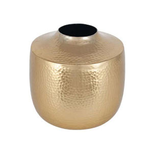 Vaisselle en aluminium au design martelé Vase à fleurs pour salon Design élégant Vase à trompette à fleurs dorées pour la décoration intérieure - Product Image 1