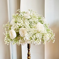 Chemin de table floral pour mariage, en PP non tissé, effet toucher réel, pour centre de table, en forme de café, avec support en acier inoxydable