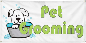 Bannière en vinyle écologique, matériau recyclable, impression graphique personnalisée pour la promotion de services de toilettage pour animaux de compagnie en extérieur - Product Image 2