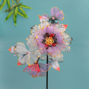 25 Horquillas Originales de Alta Gama Estilo Hada, con Degradado Morado y Detalles Dorados, para Peinados Hanfu y Estilo Tang, con Diseño de Flor Ondulada - Product Image 2