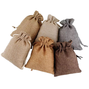Sac cadeau en lin avec cordon de serrage, vente en gros, logo personnalisé, en vrac, écologique, pochette à bijoux naturelle, stockage, fabrication OEM directe d'usine - Product Image 4