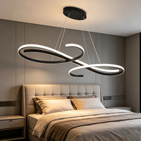Lustre suspendu LED incurvé moderne en métal noir, design boucle infinie, pour salle à manger, cuisine, hall d'hôtel, décoration