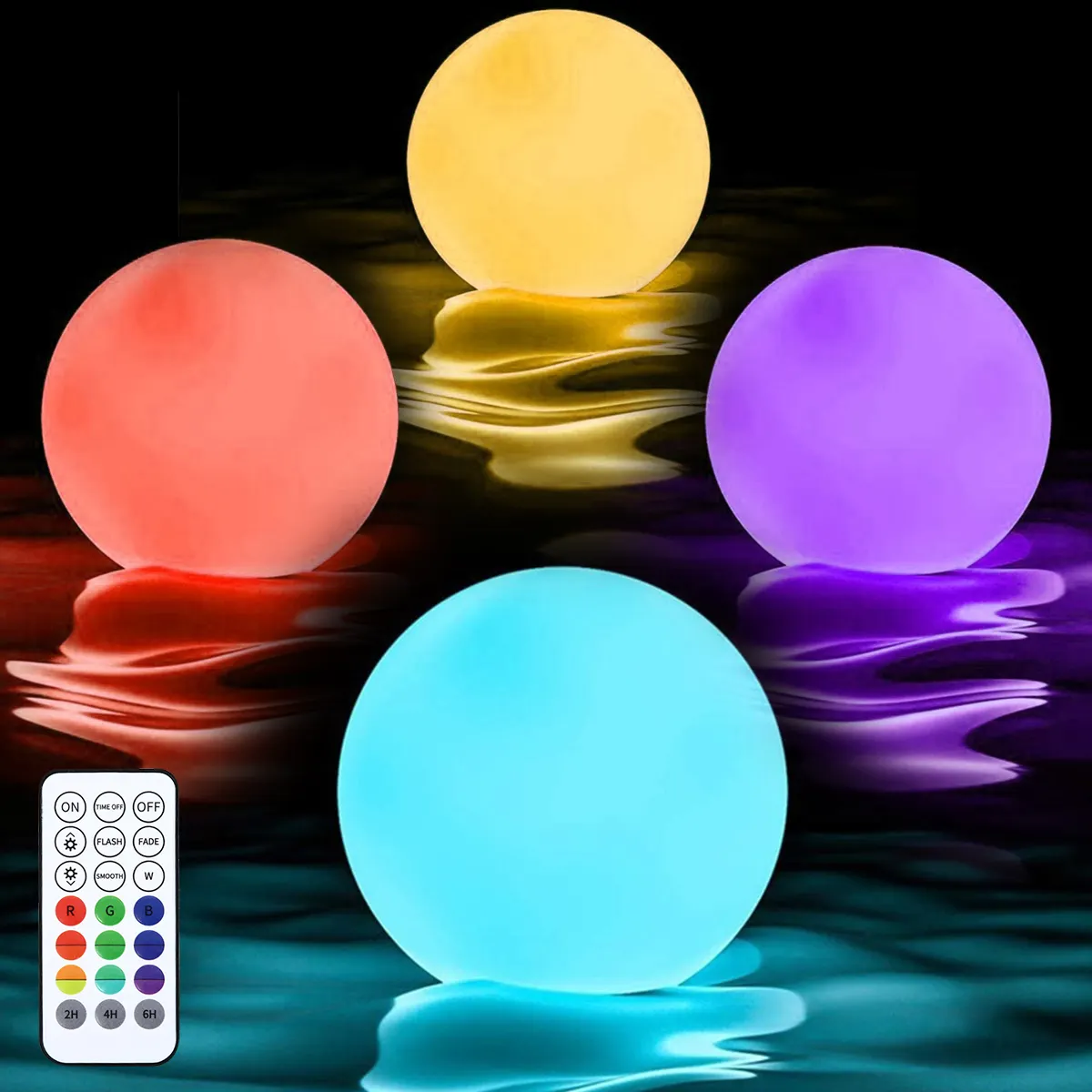 Lumières de boule de piscine LED de 3 pouces avec télécommande, fontaine flottante étanche pour étang jardin pelouse veilleuses flottantes pour piscine