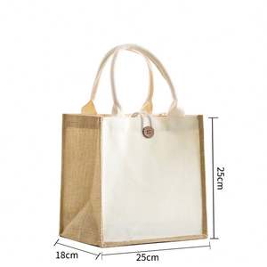 Sac en toile de jute réutilisable et écologique, personnalisé avec logo, style bouton, pour cadeaux d'entreprise et d'affaires, vente en gros - Product Image 2
