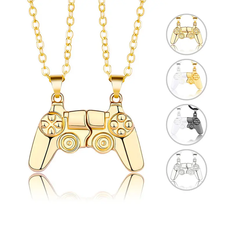 Valentines Day Aesthetic Magnet Couple Neck Chain Choker Jewelry 2Pcs/set Game Controller Pendant Necklace for Women Men