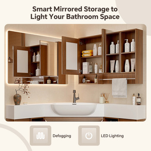 Meuble de salle de bain d'angle avec lavabo 68-108 pouces, meuble de salle de bain moderne à lavabo unique avec miroir et rangement, meuble de salle de bain <span class=keywords><strong>en</strong></span> bois massif - Product Image 4