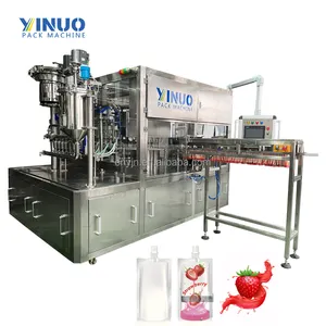 Automatic Rotary Preformed Stand Up Pouch Filling Sealing Packaging Machine For Dairy Products Liquid Beverage Water