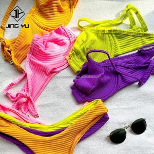 High Quality Swimwear Textured Fabric Swimwear Custom <b>Print</b> Pattern Bikini Set 2024 Summer Brazilian Thong Bikini Manufacturer - Product Image 1