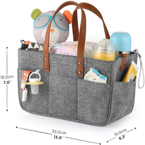 Felt <strong>Changing</strong> <strong>Table</strong> Diaper Caddy <strong>Foldable</strong> Storage Tote with Removable Organizer Compartments and 8 Pockets 38*23*18cm/33*18*15cm - Product Image 3