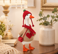 Ensemble de vêtements tricotés pour mini-oie de dessin animé de 7 pouces, adorable costume de décoration pour mini-oie de 17 cm avec chapeau et écharpe tricotés