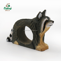 Ensemble d'anneaux de serviette en bois massif gravé en forme d'animal, écologiques, multicolores, faits à la main, pour la décoration de la maison, les mariages et les fêtes
