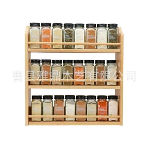 Estante de especias de madera de 3 niveles, organizador de encimera para almacenamiento en la cocina - Product Image 2