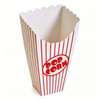 Boîtes à popcorn jetables rayées rouge et blanc, à bords festonnés, pour l'emballage de pop-corn de cinéma ou de fêtes