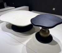 Ensemble de tables basses gigantes superposées de qualité supérieure XL avec plateau compact en bois d'ingénierie noir – Mobilier de salon