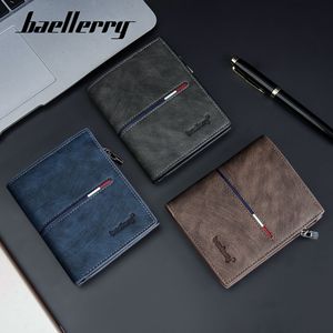 卸売りBaelleryメンズショートウォレット三つ折りジッパーコイン財布スリムブラックカードホルダーCuero Billetera
