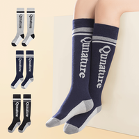 Qunature Chaussettes de ski d'hiver pour enfants Chaussettes de patinage thermique chaudes avec motif de lettre Design tricoté