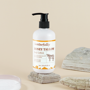 OEM miel <span class=keywords><strong>cruda</strong></span> orgánica bálsamo de carne de vaca alimentado con pasto crema nutritiva suave piel radiante loción corporal hidratante totalmente natural - Product Image 3