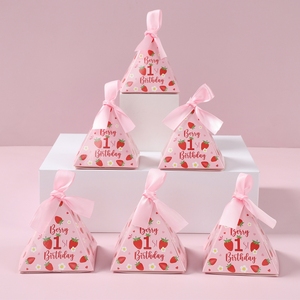 12 pezzi scatola di caramelle di compleanno per la prima festa del bambino scatola regalo di compleanno per ragazza bellissima scatola regalo di compleanno rosa - Product Image 1