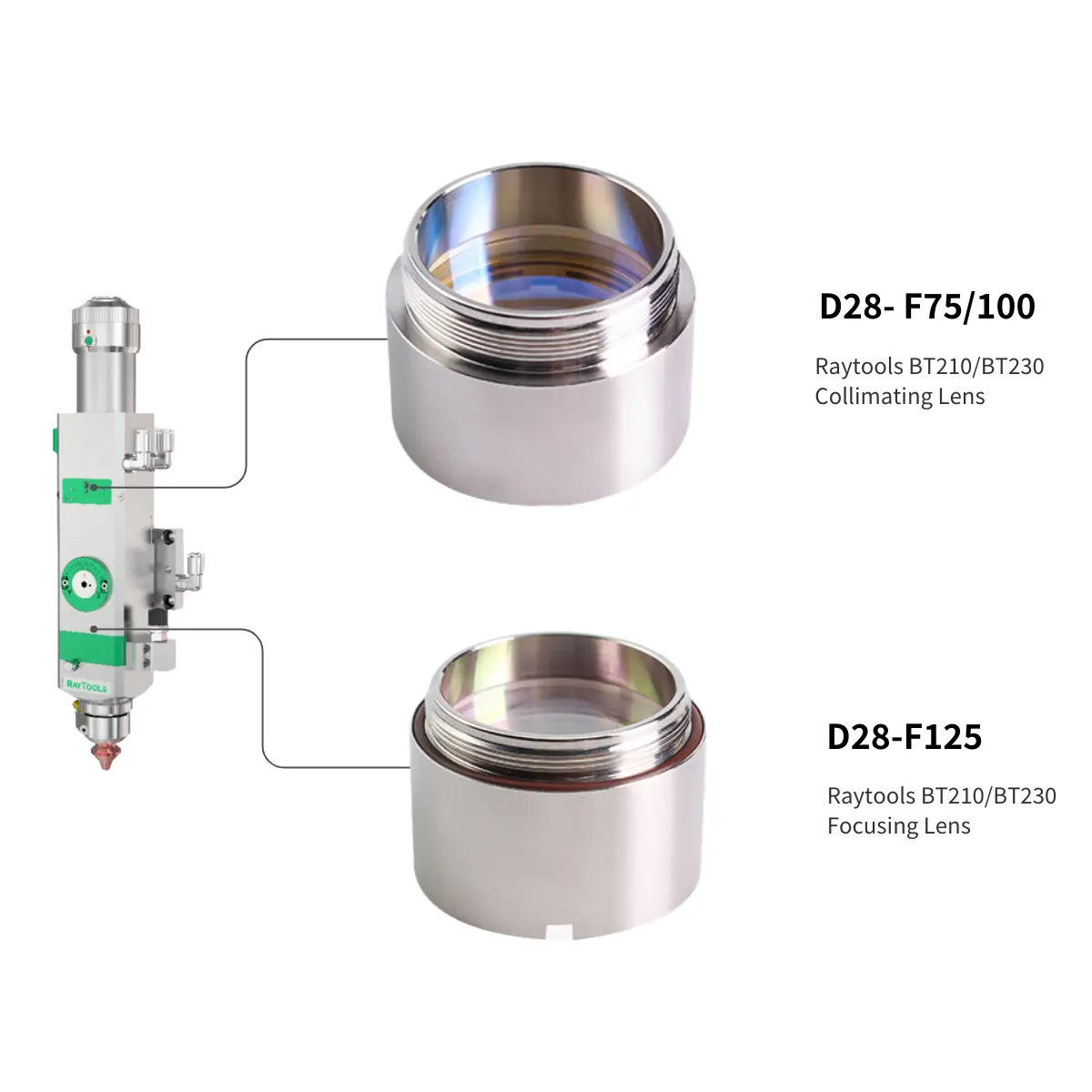 Raysoar เลนส์ collimating เลเซอร์ LRTO01-F155M1L ไฟเบอร์สำหรับ raysoar BM109 BT240S BM111 BM110หัวตัด