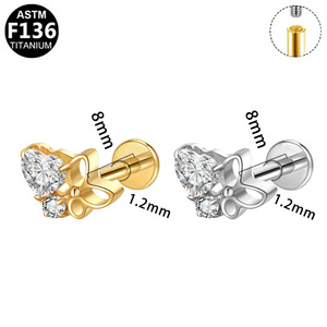 <b>Titanium</b> Alloy Crown Stud Earrings 16G Prong Setting Women's Party Fashion Jewelry - Product Image 5