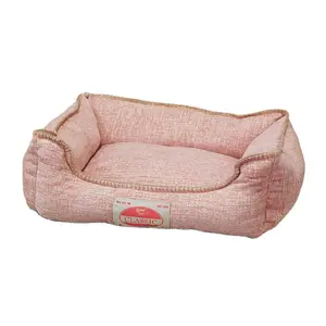 奢华经典小香型粉色宠物沙发狗床舒适羊毛长方形狗沙发沙发床