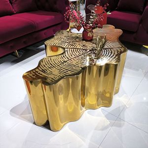 Table basse <span class=keywords><strong>de</strong></span> luxe MR Brand en acier inoxydable doré brillant, design moderne, facile à nettoyer, pour salon, villa, <span class=keywords><strong>maison</strong></span> - Product Image 1