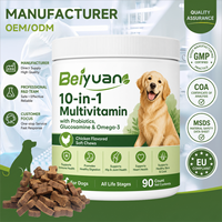 10-in-1 Multivitamine Kauwtabletten voor Honden met Probiotica, Glucosamine, Omega-3, ter ondersteuning van Immuunsysteem, Spijsvertering, Gewrichten, Hart, Huid en Vacht, met Kip