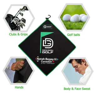 Customizable Logo Golf Microfiber Fabric Waffle Pattern Golf Towel Customizable Logo With Buckle And Hook