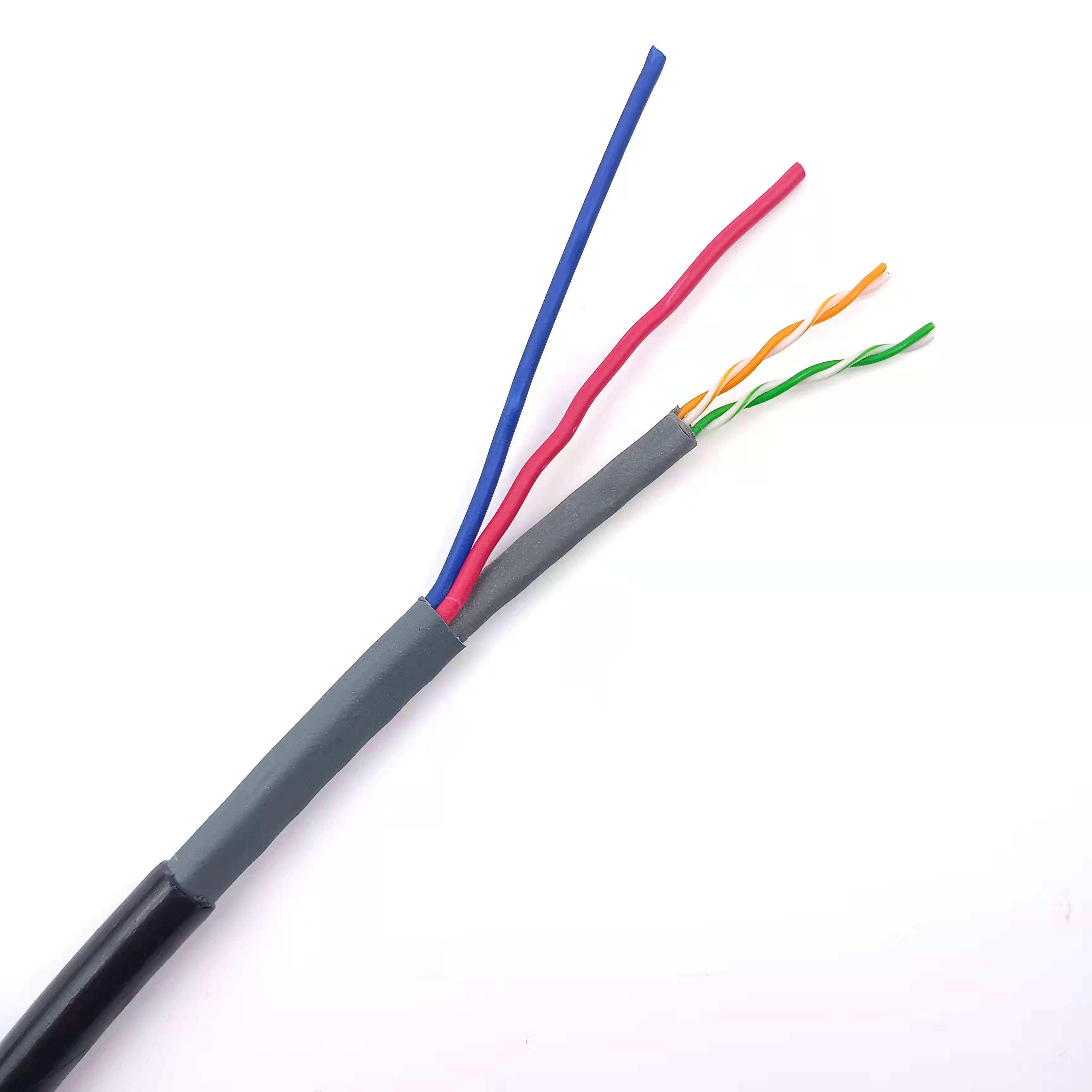 2P витой Сетевой провод utp CAT5E + 2C Siamese Lan с кабелем питания CCTV для IP-камеры