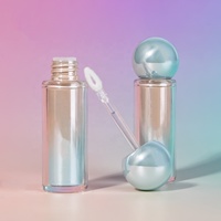 Tube de brillant à lèvres liquide rond personnalisé de haute qualité avec bouchon à bille, contenant de teinte à lèvres doux et hydratant, emballage de maquillage OEM
