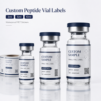 Etiquetas Personalizadas para Viales de Péptidos, Pegatinas Impermeables de PET para Botellas Pequeñas de Vidrio de 3ml, 5ml y 10ml, Rollo de Hojas, Servicio de Impresión OEM