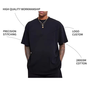 T-shirt Oversize en Coton Tricoté 100% Coton, 300 Grammes, Épaules Tombantes, Col Mock Rib, Grammage Lourd, Écologique, Vierge pour Impression - Vente en Gros - Product Image 2