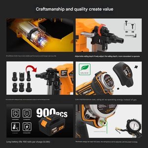 Pistolet à clous sans fil OEM DIY à batterie lithium 5.0AH, moteur sans balais, en acier inoxydable, pour installation de gaines, agrafeuse pneumatique LD40 Floo - Product Image 5