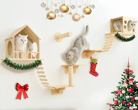 Étagères murales modernes et robustes pour chats, meubles muraux en bois, grands postes à gratter et perchoirs d'escalade pour chats