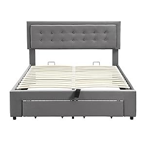 Cama Doble <span class=keywords><strong>Juvenil</strong></span> de Fábrica China con Cajones Hidráulicos de Almacenamiento, Cabecera Ajustable, Tapizada, Cómoda, Ahorra Espacio, Minimalista/Reino Unido - Product Image 3