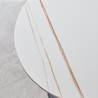 Table d'appoint ronde moderne avec plateau en pierre frittée, structure en acier carbone noir, table d'appoint minimaliste pour canapé, meubles de salon