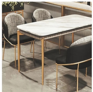 Mobiliario de cafetería comercial moderno y de lujo ligero, juego de sillas y mesas de mármol para restaurantes y bares - Product Image 3