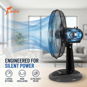 Ventilateur de bureau oscillant de 16 pouces, grille en métal plein, ventilateur de table, 3 pales en plastique, ventilateur à haut débit d'air pour la maison - Product Image 3