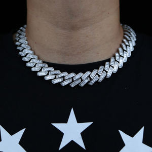 베젤 세팅 직사각형 큐빅 지르코니아 블링 빅 헤비 힙합 록 남성용 19mm 큐빅 체인 목걸이 - Product Image 6