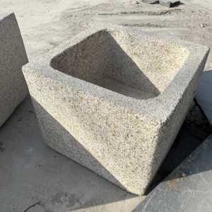 Grand bassin d'extérieur <span class=keywords><strong>en</strong></span> granit gris, <span class=keywords><strong>pierre</strong></span> brute, <span class=keywords><strong>pour</strong></span> grande fleur, carré, portable - Product Image 1
