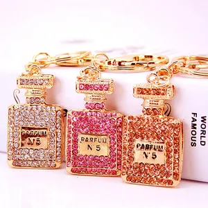 Gorgeous Large Perfume Rhinestone Key chain Lovely Perfume Bottle rhinestone Charm Pendant Crystal Purse Handbag Key Ring chain